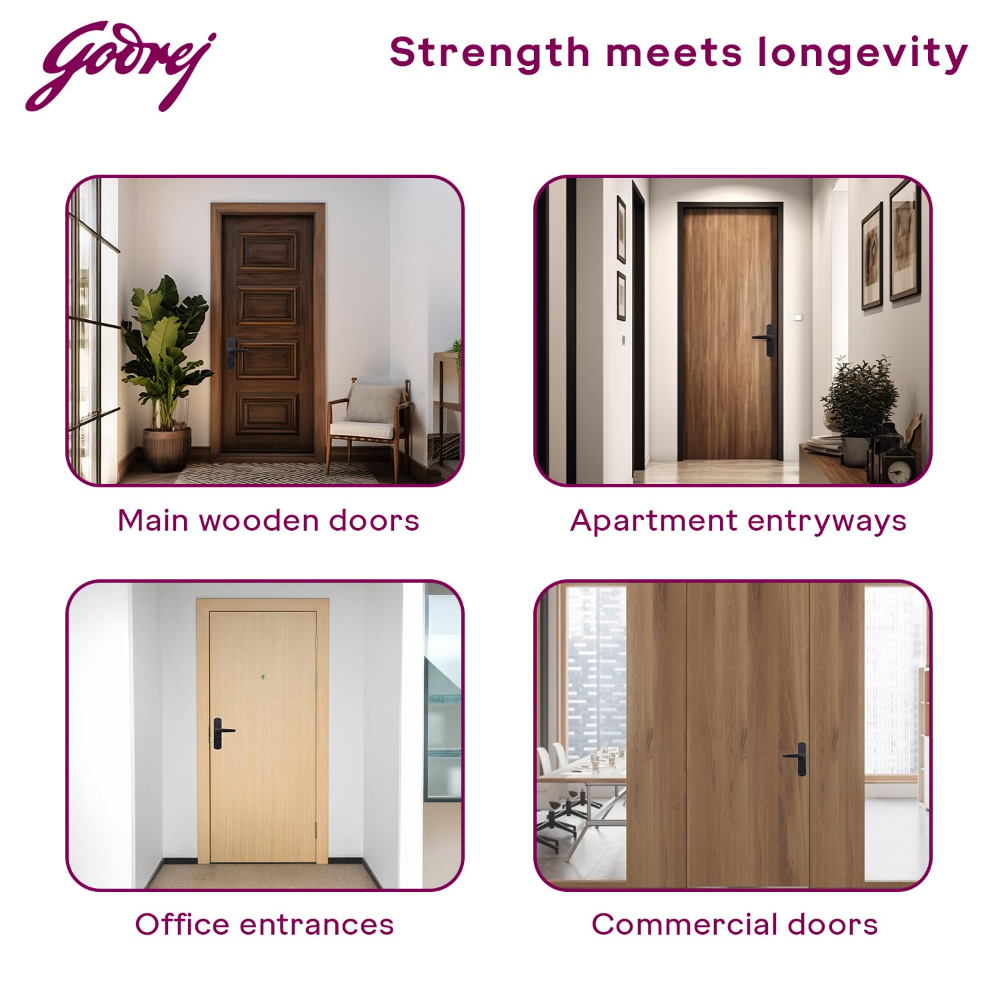 Godrej Mortise Lock I EuroProfile 60mm Cylinder | Double Throw Deadbolt | Common Keys | Reversible Latch | Matte Black Finish | Anti-Corrosion Brass Body | 5 Year Warranty